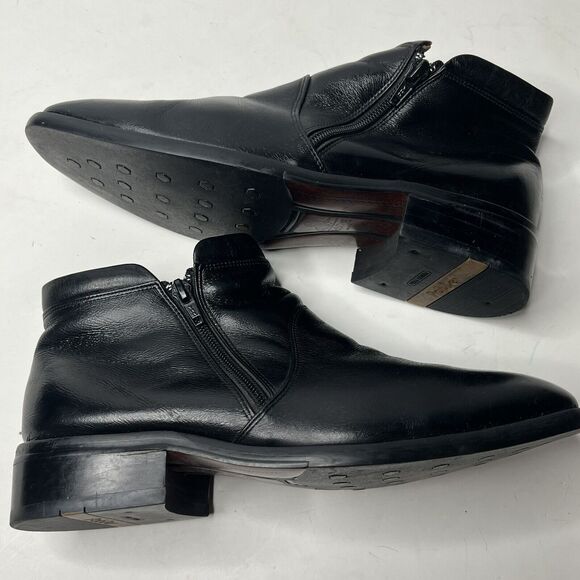 PabDer Black Calf Leather Made in ITALY Handmade Zipper Boots Mens Size 6.5 - Picture 6 of 14